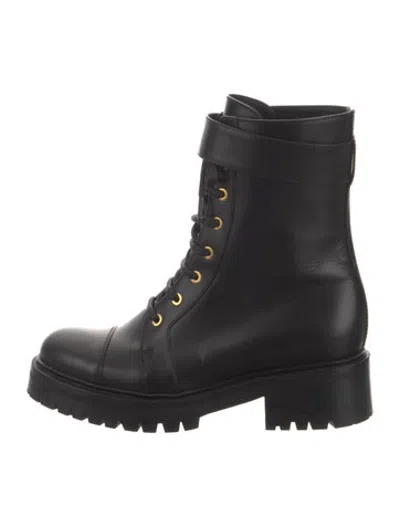 Pre-owned Balmain Leather Lace-up Boots In Black
