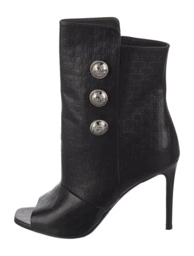 Pre-owned Balmain Leather Patterned Boots In Black