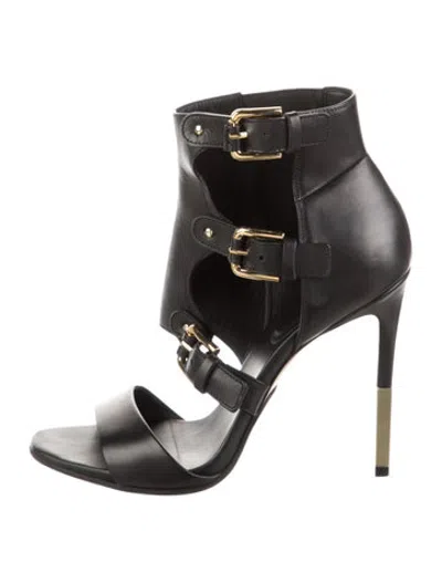 Pre-owned Balmain Leather Sandals In Black