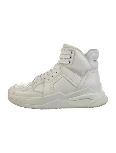 Pre-owned Balmain Leather Sneakers In White