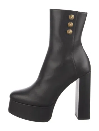 Pre-owned Balmain Leather Studded Accents Boots In Black