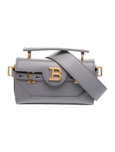Pre-owned Balmain Leather Top Handle Bag In Grey