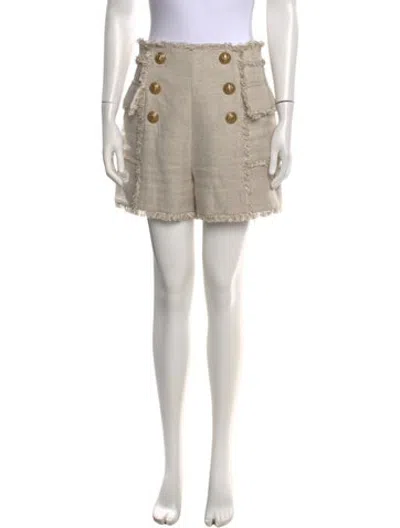 Pre-owned Balmain Linen Mini Shorts In Neutrals