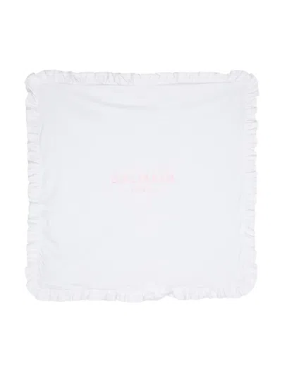 Balmain Babies' Logo-embroidered Cotton Blanket In White