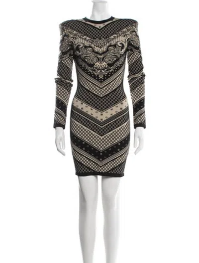 Pre-owned Balmain Merino Wool Mini Dress In Multicolor