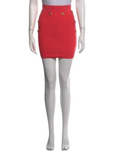 Pre-owned Balmain Mini Skirt In Red