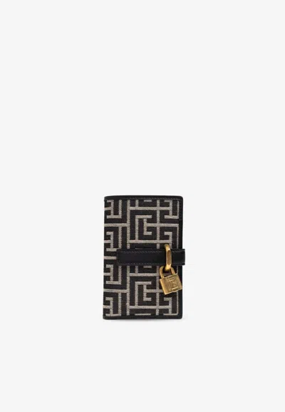 Balmain Monogram Padlock Wallet In Black
