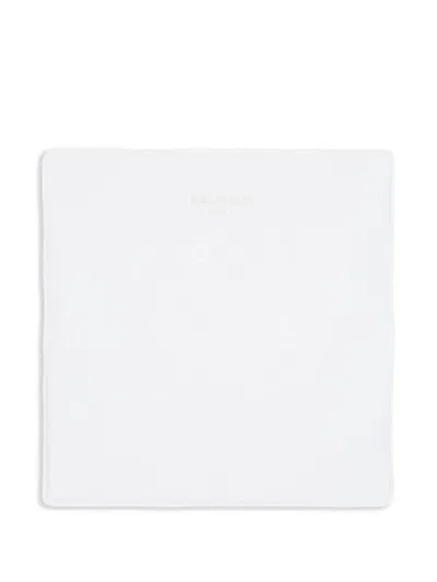 Balmain Monogrammed Baby Blanket In White