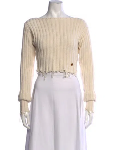 Pre-owned Balmain Off-the-shoulder Sweater In Neutrals
