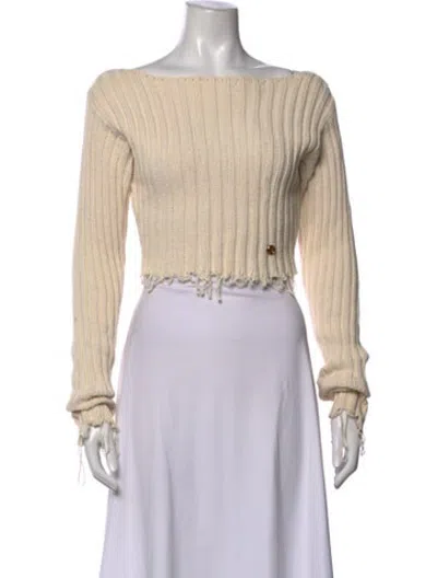 Pre-owned Balmain Off-the-shoulder Sweater In Neutrals