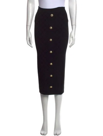 Pre-owned Balmain Patterned Midi Length Skirt In Black
