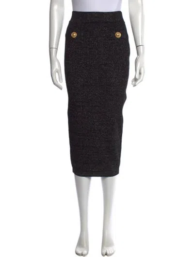 Pre-owned Balmain Patterned Midi Length Skirt In Black/metallic