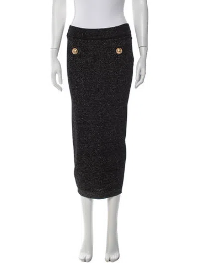 Pre-owned Balmain Patterned Midi Length Skirt In Black/metallic