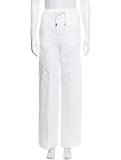 Pre-owned Balmain Patterned Wide Leg Pants In White