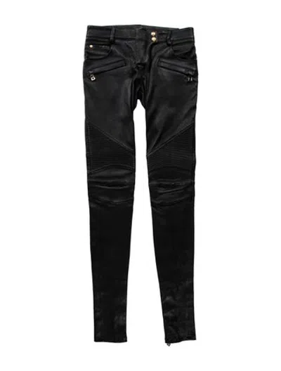 Pre-owned Balmain Persian Lamb Skinny Leg Pants In Black