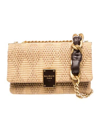Pre-owned Balmain Raffia Crossbody Bag In Neutrals