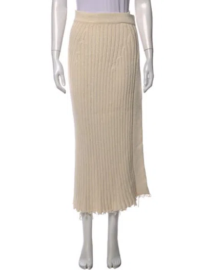 Pre-owned Balmain Raw-edge Trim Midi Length Skirt In Neutrals
