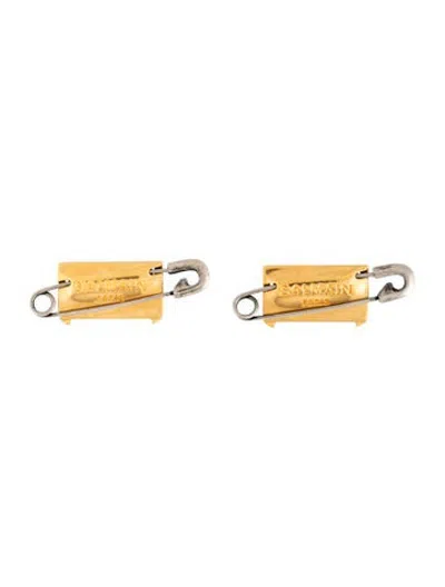 Pre-owned Balmain Safety Pin Earrings In Multicolor