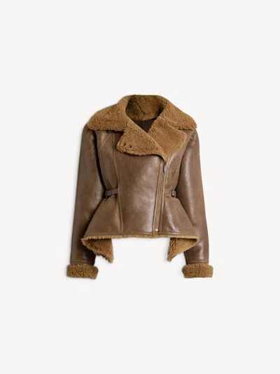 Balmain Shearling Signature Jacket In Brown