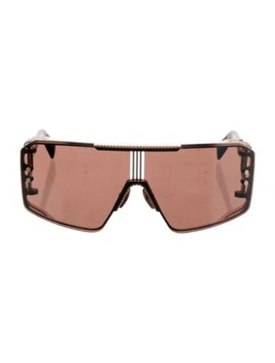 Pre-owned Balmain Shield Tinted Sunglasses In Brown