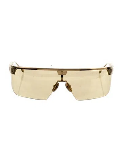 Pre-owned Balmain Shield Tinted Sunglasses In Gold