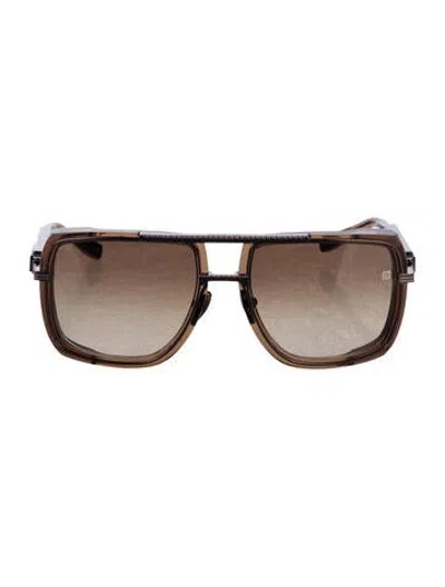 Pre-owned Balmain Soldier Aviator Sunglasses In Brown