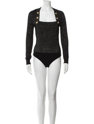 Pre-owned Balmain Square Neckline Sweater In Black