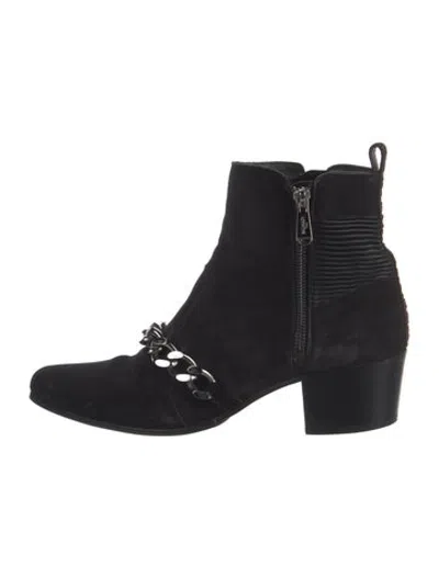 Pre-owned Balmain Suede Chain-link Accents Boots In Black