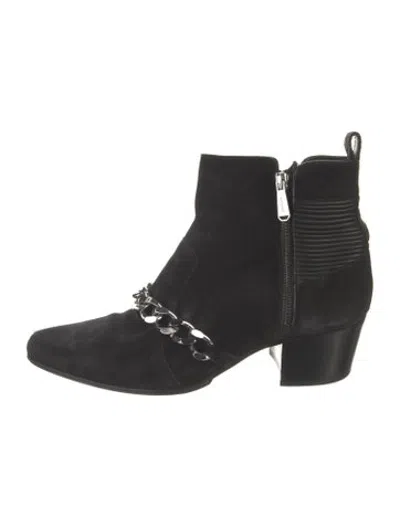 Pre-owned Balmain Suede Chain-link Accents Boots In Black