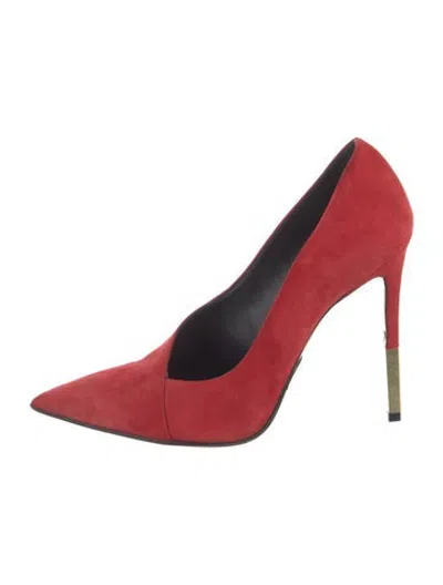 Pre-owned Balmain Suede Pumps In Red
