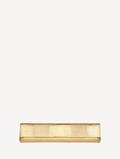 Balmain Tasche Long Clutch Aus Strukturiertem Metallic-leder In Gold
