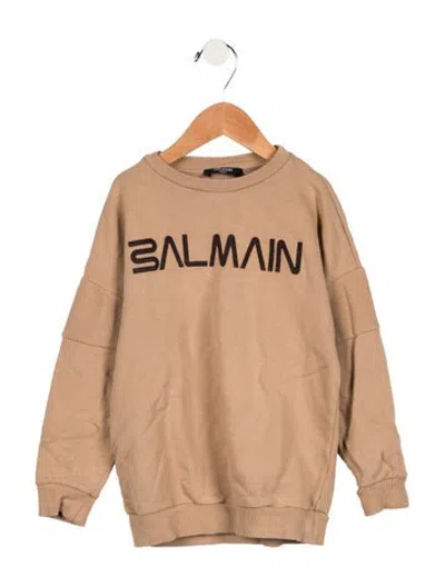 Pre-owned Balmain Babies' Toddler Girls' Logo Print Sweatshirt In Neutrals