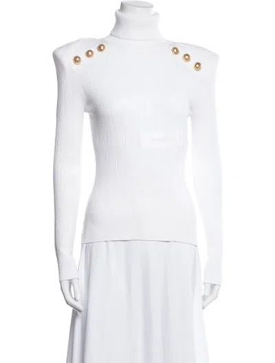 Pre-owned Balmain Turtleneck Sweater In White