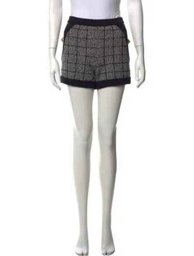Pre-owned Balmain Tweed Mini Shorts In Blue