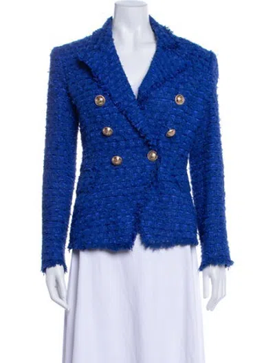 Pre-owned Balmain Tweed Pattern Blazer In Blue