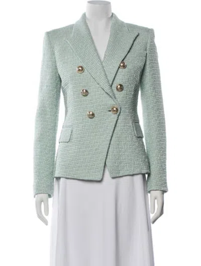 Pre-owned Balmain Tweed Pattern Blazer W/ Tags In Green