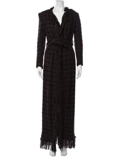 Pre-owned Balmain Tweed Pattern Coat W/ Tags In Brown
