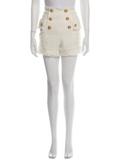 Pre-owned Balmain Tweed Pattern Mini Shorts In Neutrals