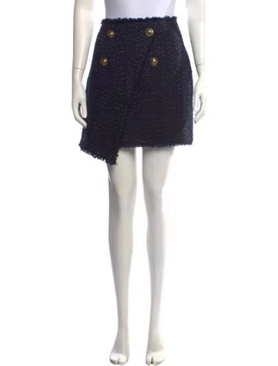 Pre-owned Balmain Tweed Pattern Mini Skirt In Blue