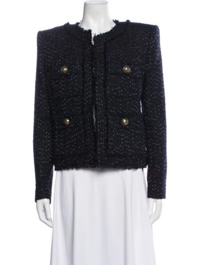 Pre-owned Balmain Tweed Tweed Pattern Blazer In Blue