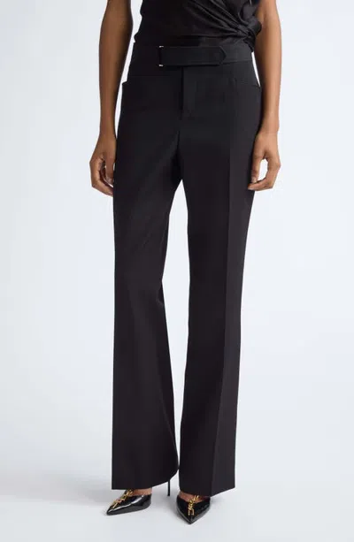 Balmain Virgin Wool Grain De Poudre Tailored Trousers In Black