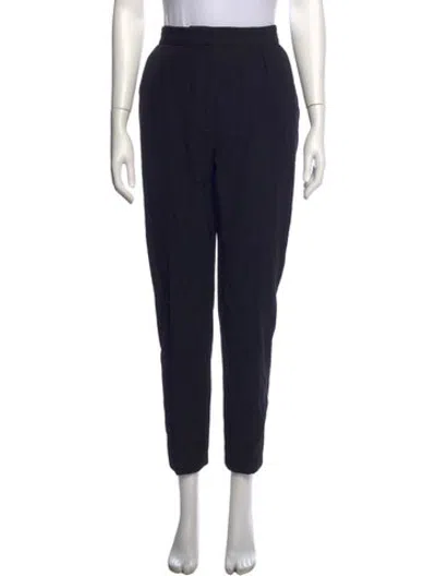 Pre-owned Balmain Virgin Wool Straight Leg Pants In Blue