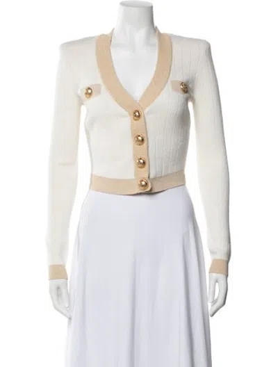 Pre-owned Balmain V-neck Sweater W/ Tags In Neutrals