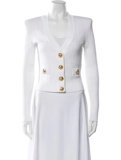 Pre-owned Balmain V-neck Sweater In White