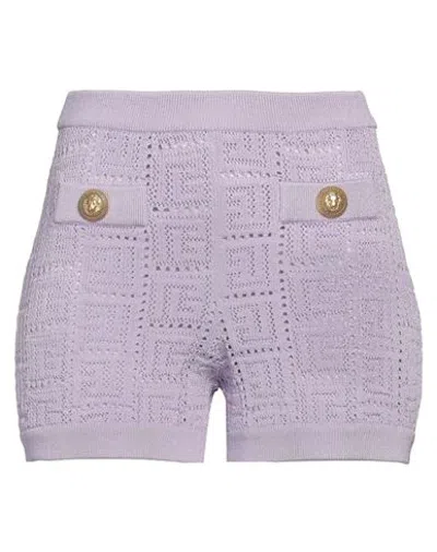 Balmain Woman Shorts & Bermuda Shorts Lilac Size 6 Viscose, Polyamide In Purple