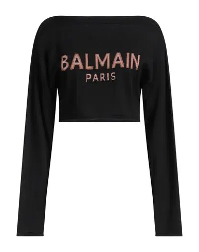 Balmain Woman Sweater Black Size 18 Virgin Wool, Viscose, Wool