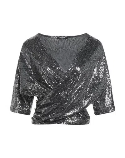 Balmain Woman Top Silver Size 8 Polyamide, Metallic Fiber, Elastane