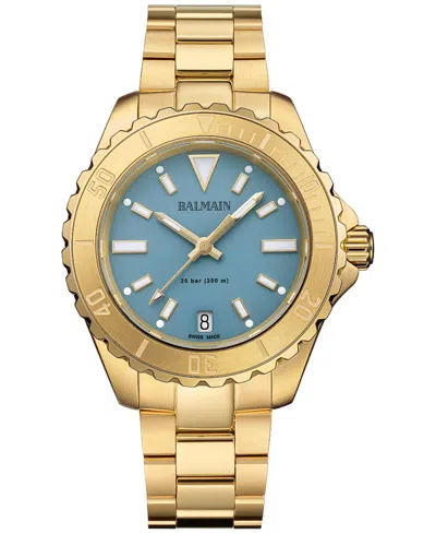 Balmain Women's Swiss Ophrys Gold Pvd Stainless Steel Bracelet Watch 35mm In Blue