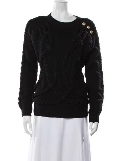 Pre-owned Balmain Wool Crew Neck Sweater In Black
