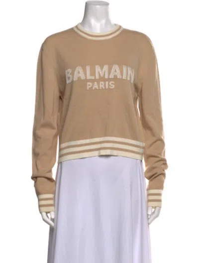 Pre-owned Balmain Wool Graphic Print Sweater In Neutrals